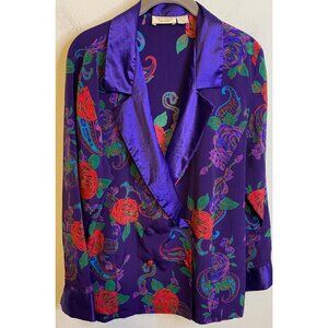 Vtg 90s Victoria’s Secret Lounge Pajama Top  Gold Label Paisley Women’s Purple M